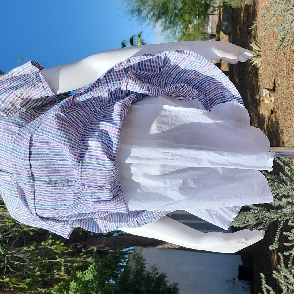 MADEWELL Striped Tiered Mini Dress XS Babydoll Swing Tunic Ruffle 100% Cotton - Picture 8 of 15